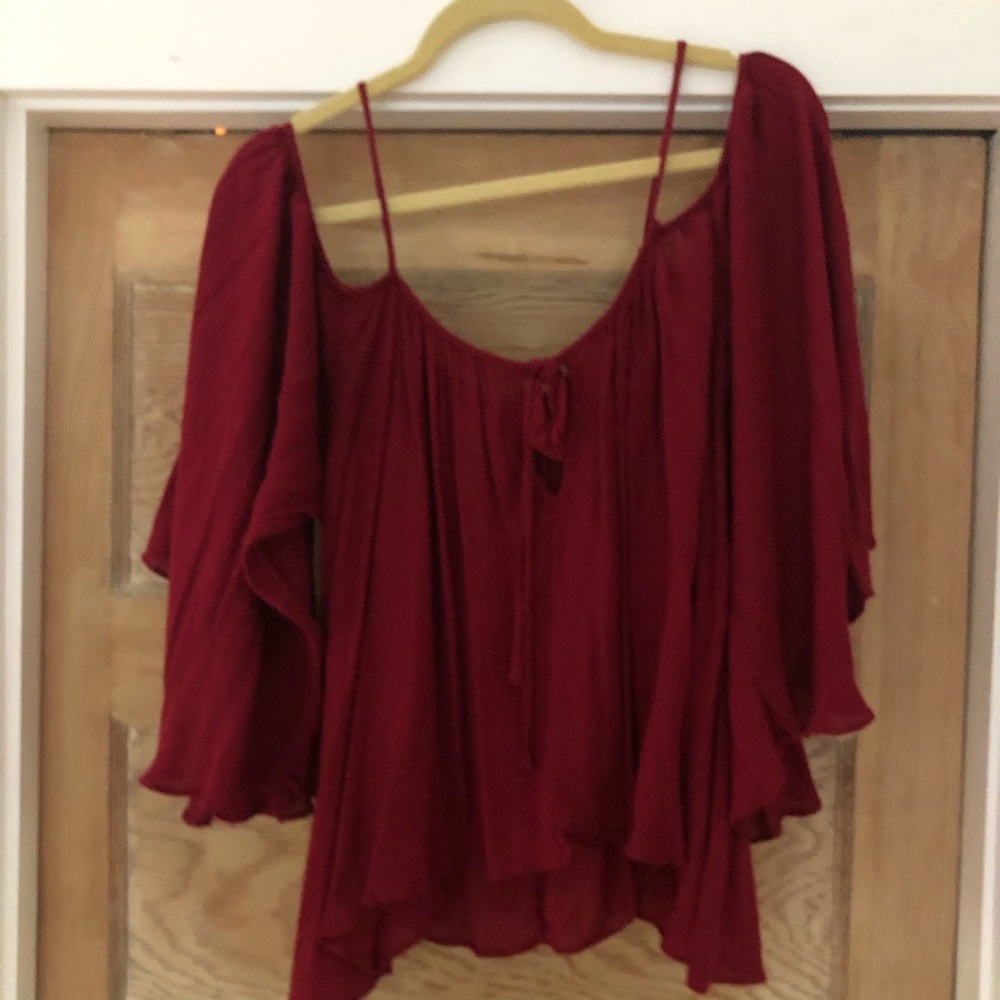 Red off the shoulder top! Barley worn